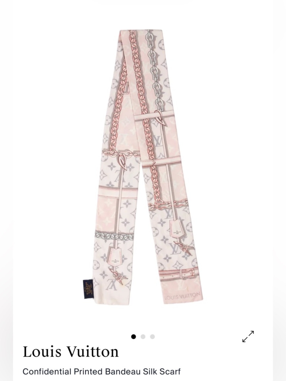 Louis Vuitton Pale Pink and Gray Monogram Silk Scarf Bandeau